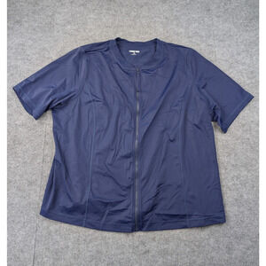 Lands End Rash Guard Top Womens 1X Blue Full Zip Outdoor Beach Lake Athletic